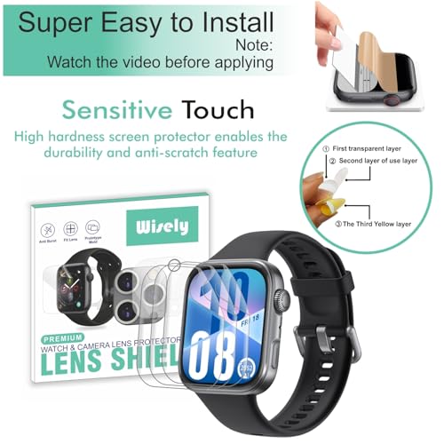 Wisely |Pack of 3pc| Screen Guard Protector For Huawei Watch Fit 4 1.82" Anti Shock, Anti-Scratch, HD Clear, Full Cover - Image 2