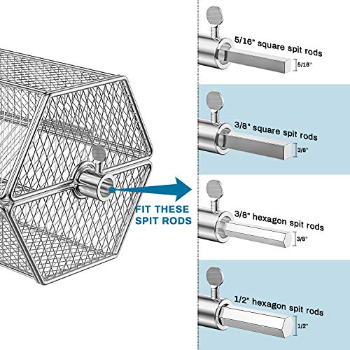 Skyflame Stainless Steel Round Tumble Rotisserie Grill Basket for Partitioned Food Grilling - Fits for 5/16 Inch Square, 3/8 Inch Square, 3/8 Inch Hexagon, 1/2 Inch Hexagon Spit Rods - Image 5