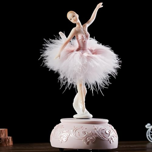 Briskfeel Enchanting Ballerina Music Box Ballerina Rotates with Mechanical Movement - Swan Lake Melody, Feathered Tutu Musical Box for Elegant Home Decor and Gift (Pink Ballet) - Image 2