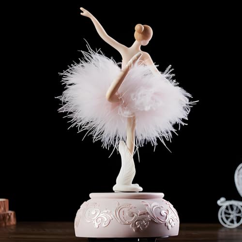 Briskfeel Enchanting Ballerina Music Box Ballerina Rotates with Mechanical Movement - Swan Lake Melody, Feathered Tutu Musical Box for Elegant Home Decor and Gift (Pink Ballet) - Image 4
