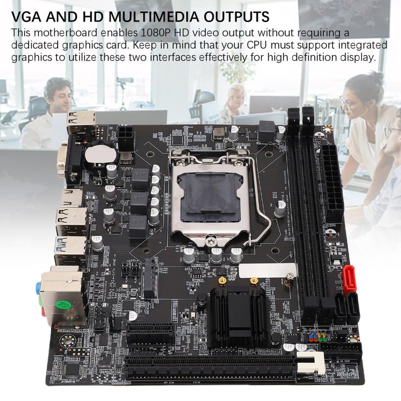Diyeeni لوحة أم B75 LGA1155 (مايكرو ATX، 2 * 8GB DDR3، PCIe 3.0، NVME M.2، SATA3.0 6Gbs، متوافقة مع VGA HDMI، LAN بسرعة 10 ميجابت في الثانية) للجيل الثاني والثالث لمعالجات Core i3 i5 i7 لسلسلة E3/V2 - Image 4