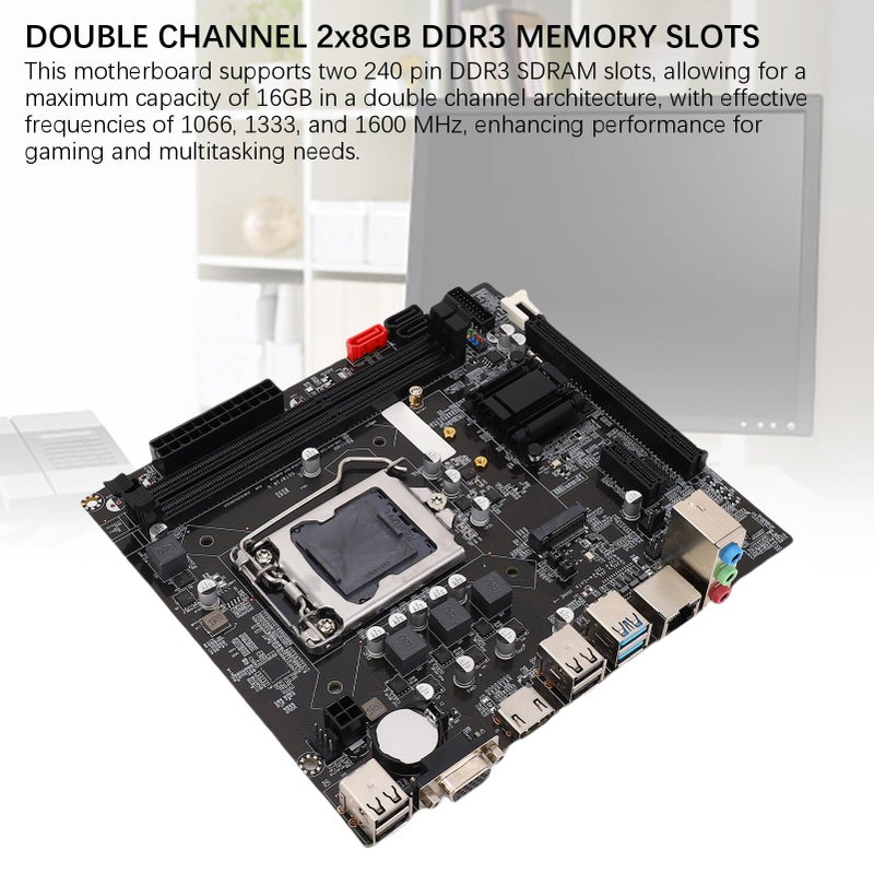 Diyeeni لوحة أم B75 LGA1155 (مايكرو ATX، 2 * 8GB DDR3، PCIe 3.0، NVME M.2، SATA3.0 6Gbs، متوافقة مع VGA HDMI، LAN بسرعة 10 ميجابت في الثانية) للجيل الثاني والثالث لمعالجات Core i3 i5 i7 لسلسلة E3/V2 - Image 3