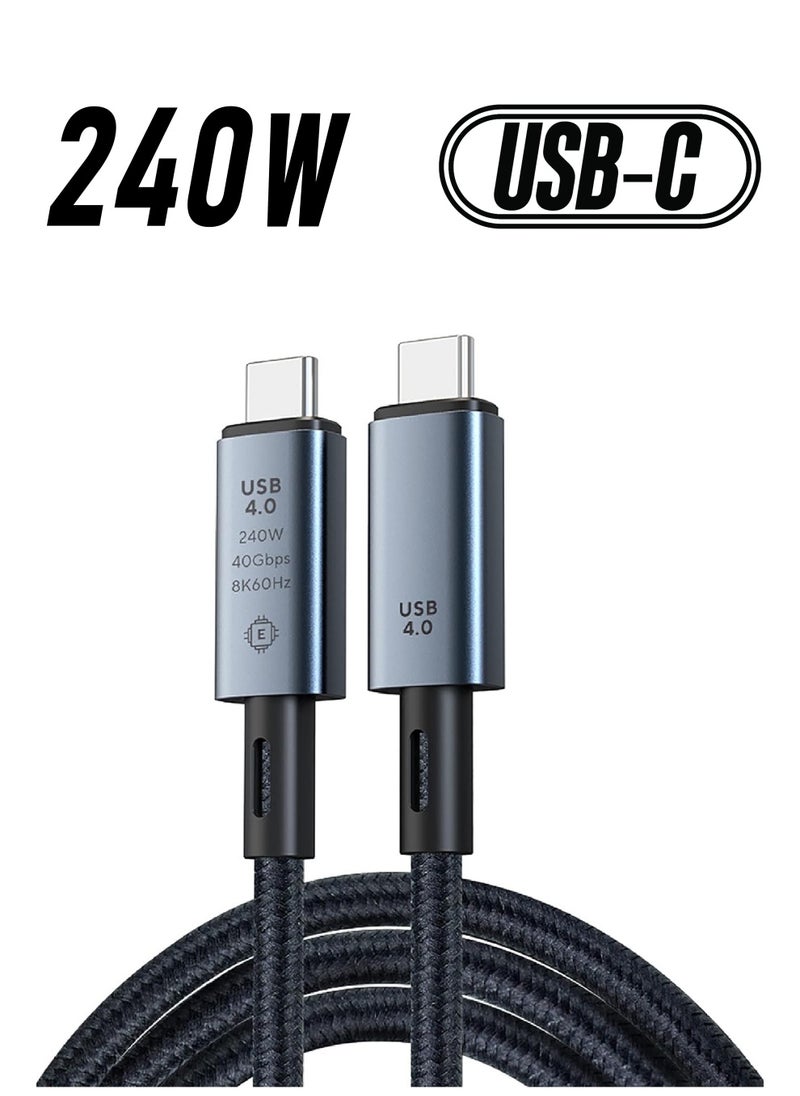 Rock Pow Full-Featured USB C Cable for Video Data and 240W Fast Charging 40Gbps Super Speed USB4.0 Cord and 8K 60Hz Monitor Link Compatible with All Thunderbolt 3 and 4 1m/3.3ft  - Image 1