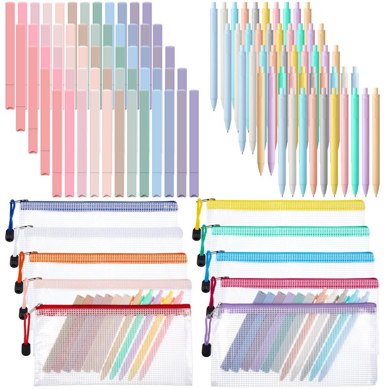 Dunzoom 120 Pcs Bible Journaling Kit Bible Highlighters and Black Gel Pen Include 60 Highlighters 50 Black Gel Pens and 10 Pencil Pouches Aesthetic Book Annotation Kit Church Gifts for School Study - Image 2