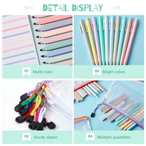 Dunzoom 120 Pcs Bible Journaling Kit Bible Highlighters and Black Gel Pen Include 60 Highlighters 50 Black Gel Pens and 10 Pencil Pouches Aesthetic Book Annotation Kit Church Gifts for School Study - Image 3
