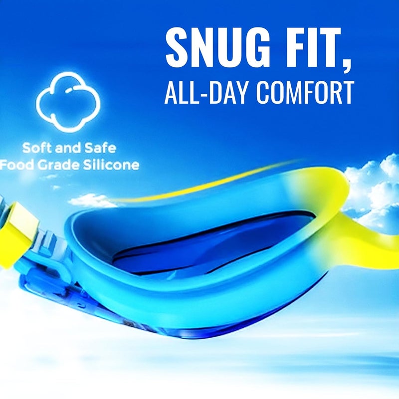 SLOVIC Swimming Goggles for Kids 10-14 Years [Blue] | Swimming Pool Accessories for Kids | Anti-Fog & UV Protected Goggles for Boys & Girls | Swimming Glasses for Kid with Adjustable Straps - Image 4
