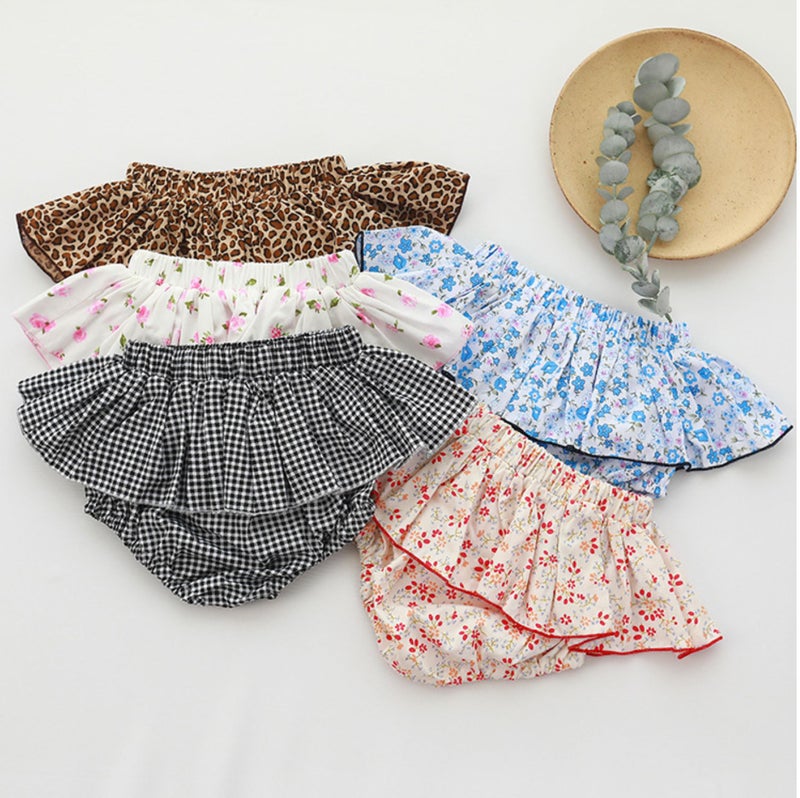 Ins Summer Korean Style Girls Tutu Skirt Floral Ruffled Baby Skirt Pants Spring & Fall Kidsren'S Bud Waist Shorts - Image 2