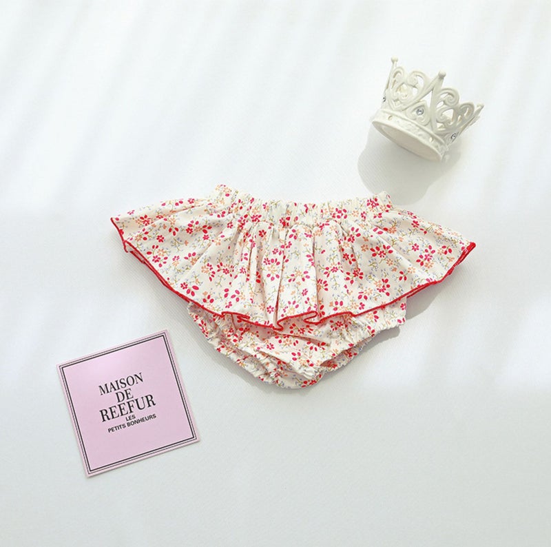 Ins Summer Korean Style Girls Tutu Skirt Floral Ruffled Baby Skirt Pants Spring & Fall Kidsren'S Bud Waist Shorts - Image 1