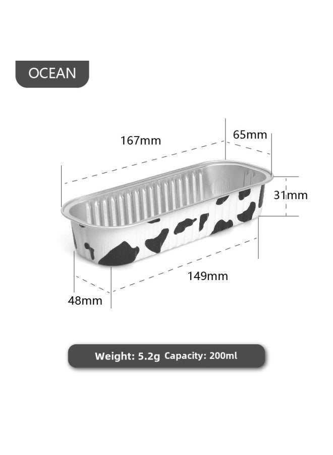 Thickened Air Fryer Oven Special Tin Paper Box Baked Durian Cheese Baked Sweet Potato Aluminum Foil Baking Cake Packaging Box-Specification:Cow Color-Colour:166-200ml Box (1000 Pieces) With Pet Lid  - Image 1