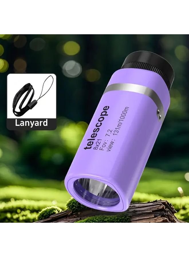 Purple Monocular Telescope 8x Magnification Portable for Stargazing Bird Watching - Image 1
