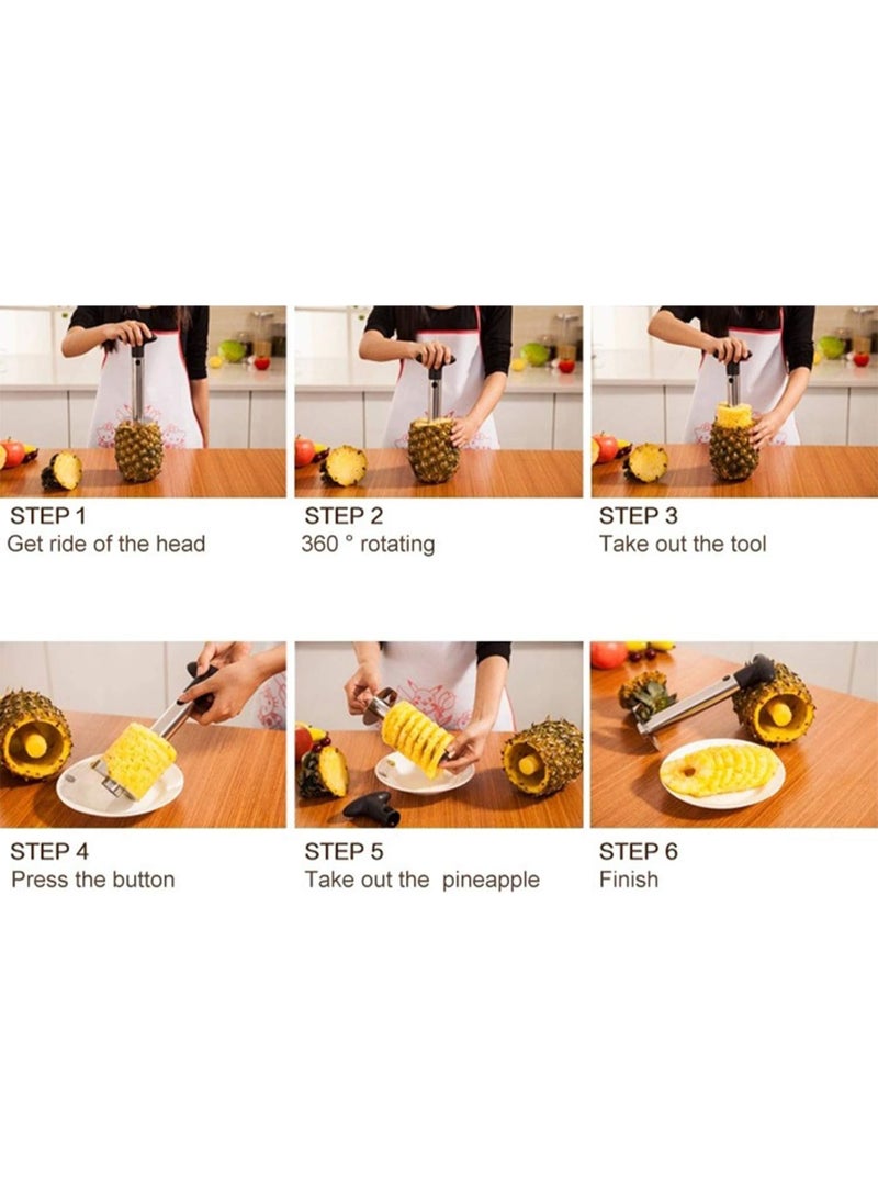 Stainless Steel Pineapple Core Remover Tool for Home & Kitchen with Sharp Blade for Diced Fruit Rings All in One Pineapple Tool Peeler Slicer cut pineapple quick and easy without a knife - Image 4