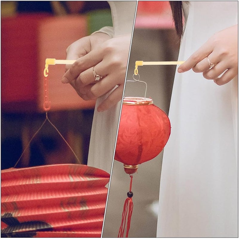 Garneck 50 Pcs Lantern Handle Stick - 10.4 Inch Wooden Pole for DIY Lamp - Lantern Hanging Stick Rod for DIY Craft Halloween China Mid-Autumn Festival Wedding Party Decoration - Image 2