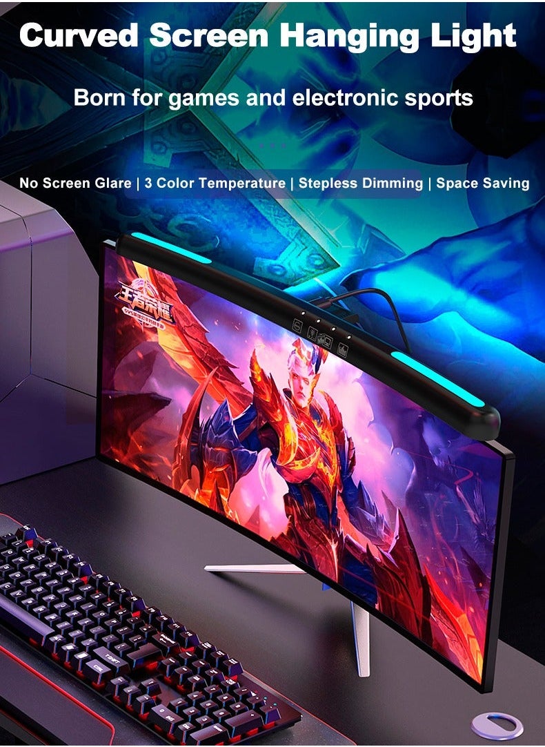 Generic Curved Monitor Light Bar RGB Backlight, Eye-Care Dual Light Computer Light Bar Gaming Home Office Desk Lamp,15 Modes Dimmable Backlight,3 Color Temperature Adjustable Brightness,Ra80 Screen Light Bar  - Image 2