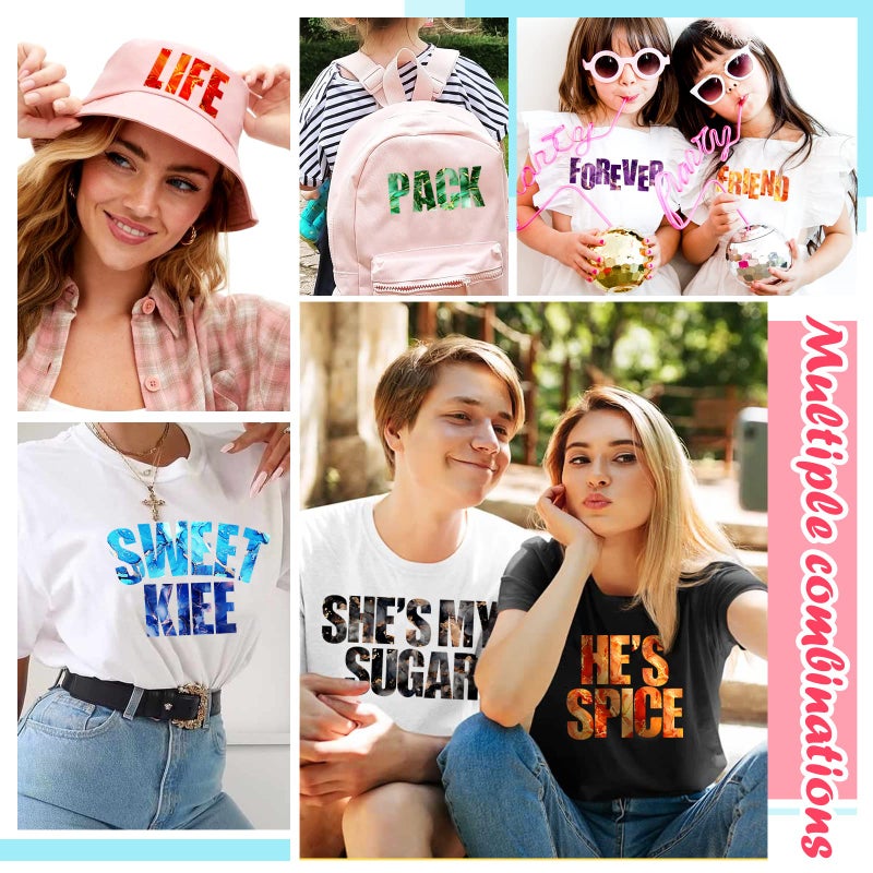Cysincos Iron on Letters for Clothing Heat Transfer T Shirts Sticker Vinyl Letter Patches Iron on Decals Clothing Hat Pillow Backpack DIY Craft Supplies (Marbled) - Image 4