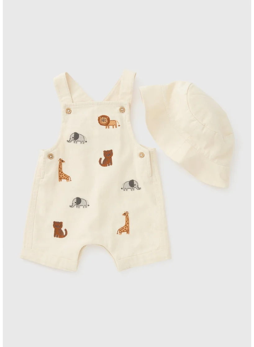 Matalan Baby Cream Safari Dungaree Set