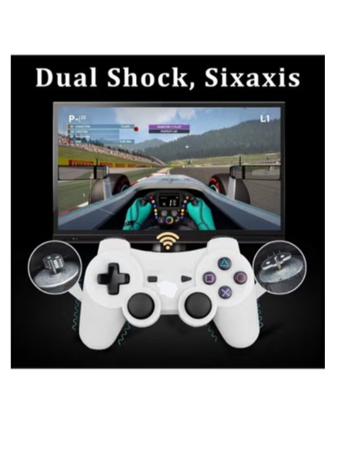 PlayStation 3 Dualshock 3 Wireless Controller for PS3, Game Joystick Remote Bluetooth Sixaxis Control Gamepad Heavy-duty Game Accessories for PlayStation 3 (USB Rechargeable, White) - Image 3