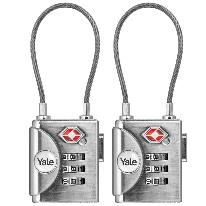 Yale 2 Pack TSA Approved Cable Luggage Locks with Combination for Travel, Backpack, Suitcase, and Accessories Steel - Image 5