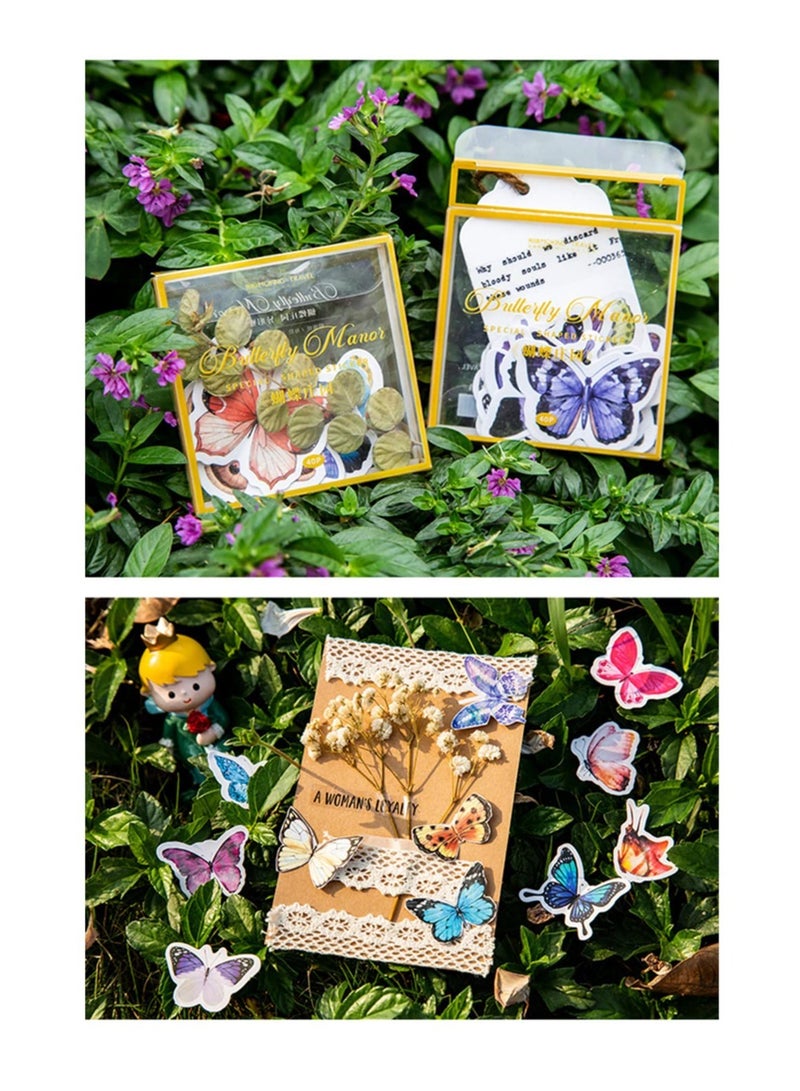 Excefore Scrapbook Stickers, 8 Packs 40 Pieces Each for Junk Bullet Water Bottles Laptop, Coated Paper Aesthetic Deco Stickers Journaling Supplies for Adults Kids-Butterfly Manor Series - Image 4