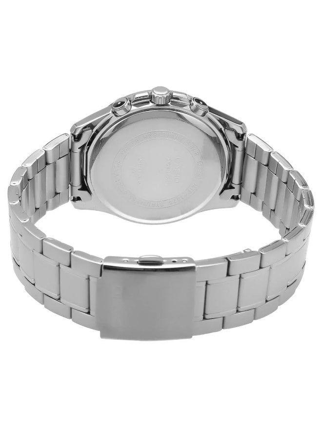 CASIO Mens Green Dial Silver Band Watch MTP-1375D-3AVDF - Image 4