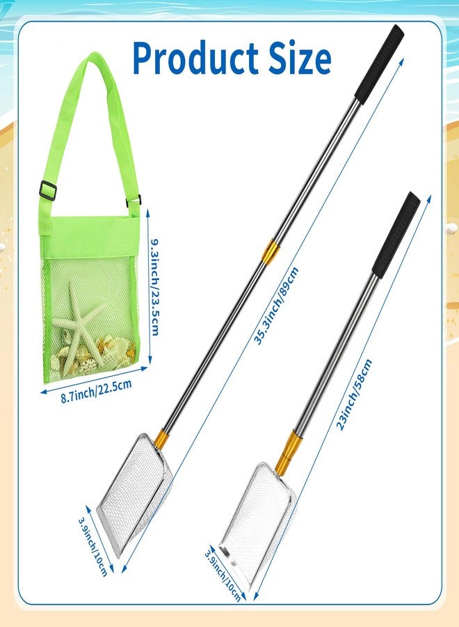 MARFOREVER 2 Pieces Shark Tooth Sifter, Beach Sand Sifter with Shell Bags, Sand Scoop Shell Scooper Shell Shovel Tool Sand Dipper Seaside Scooper for Picking Up Shells Beachcombing Rock Hunting - Image 2