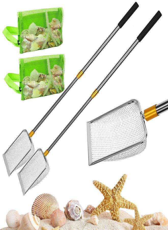 MARFOREVER 2 Pieces Shark Tooth Sifter, Beach Sand Sifter with Shell Bags, Sand Scoop Shell Scooper Shell Shovel Tool Sand Dipper Seaside Scooper for Picking Up Shells Beachcombing Rock Hunting - Image 1