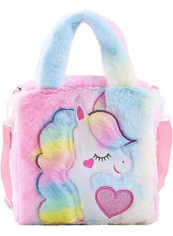 شنطة كروس بحزام طويل يمر بالجسم بتصميم يونيكورن للبنات كتف &&& يد صغيرة لطيفة للأطفال الصغار مع حزام قابل للفصل الصغيرات متعدد - Image 1