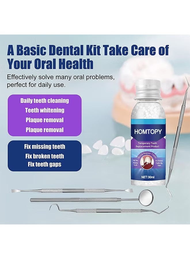HOMTOPY Temporary Teeth Replacement Product, Moldable Tooth Replacements, Cavity Filler For Teeth, Temp Tooth Beads With 4 Dental Tools, Repair Missing Or Broken Teeth, Snap On Instant And Confident Smile - Image 2