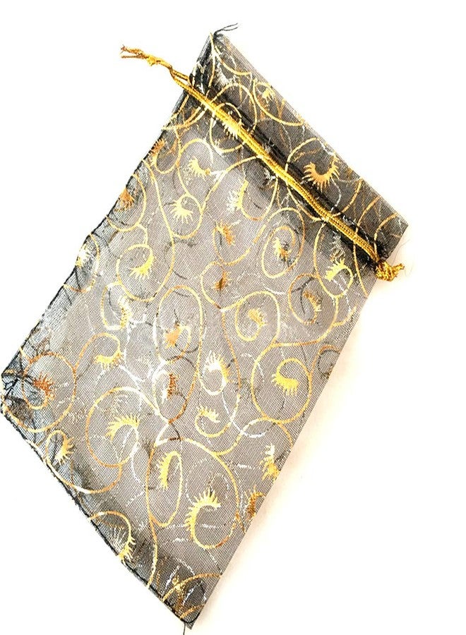 Stratalife Organza Bags 4x6 Black and Gold Drawstring Favor Bags for Birthday Party Anniversary Present Packing Small Mesh Jewelry Pouches 50PCS (Black and Gold) - Image 4