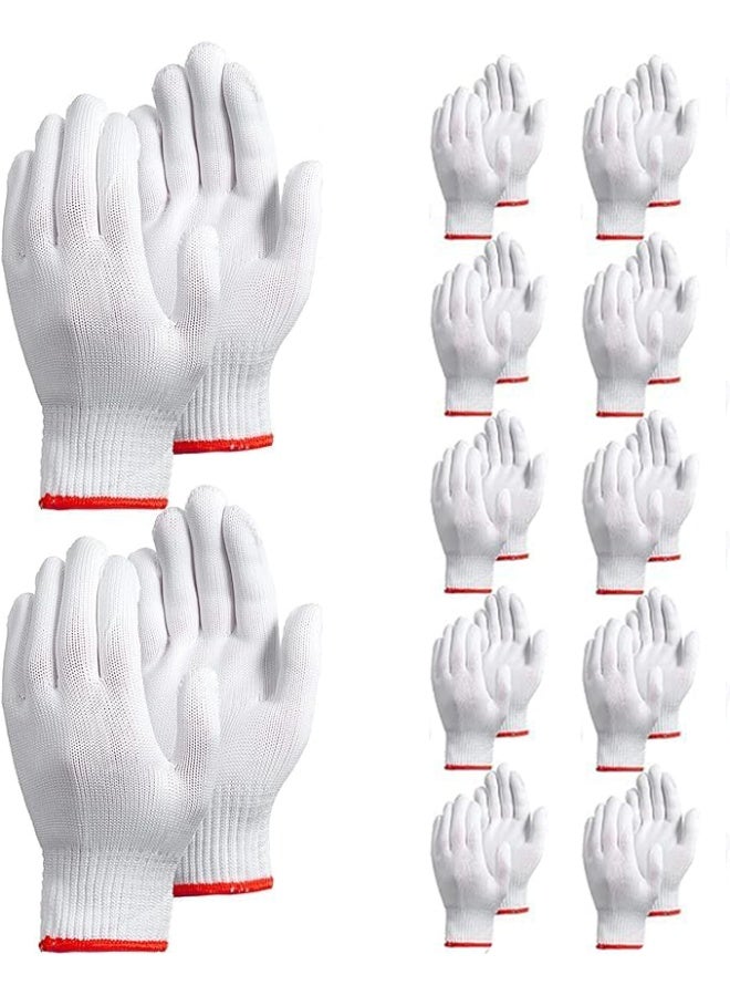 12 زوج قفاز عمل للرجال والنساء - حماية اليدين للمختبر، الشواء، الصناعة - قفازات عمل مضادة للانزلاق ومقاومة للقطع والإصلاح - بطانة سميكة آمنة من خيوط النايلون والقطن المحبوك - Image 1