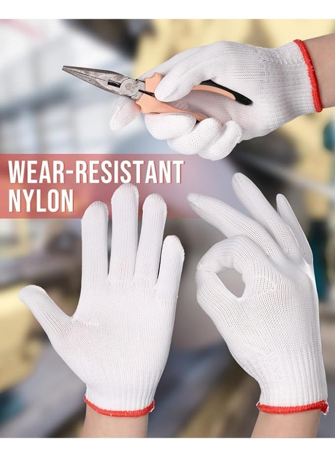 12 زوج قفاز عمل للرجال والنساء - حماية اليدين للمختبر، الشواء، الصناعة - قفازات عمل مضادة للانزلاق ومقاومة للقطع والإصلاح - بطانة سميكة آمنة من خيوط النايلون والقطن المحبوك - Image 5