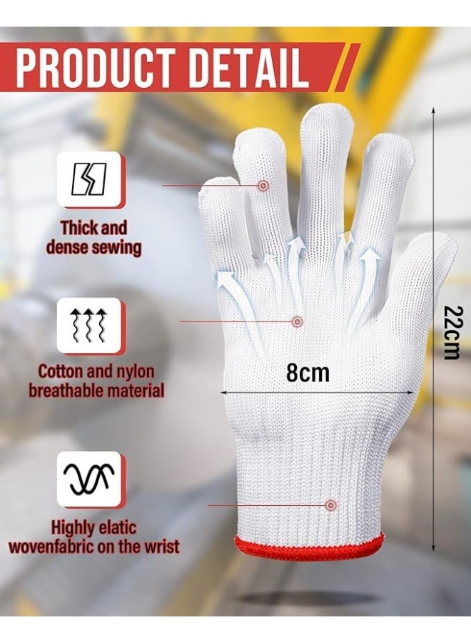 12 زوج قفاز عمل للرجال والنساء - حماية اليدين للمختبر، الشواء، الصناعة - قفازات عمل مضادة للانزلاق ومقاومة للقطع والإصلاح - بطانة سميكة آمنة من خيوط النايلون والقطن المحبوك - Image 3