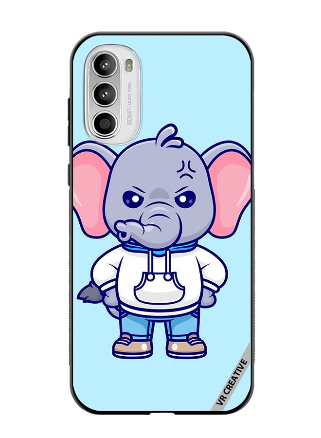 VR CREATIVE Protective Case Cover For Motorola Moto G82 Cute Angry Elephant Wearing Hoodie Design Multicolour - Image 1