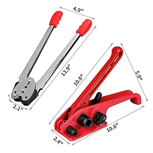 Palmarosa Pallet Packaging Strapping Banding Kit, Heavy Duty Manual 4 in 1 PET/PP Manual Strapping Tools Packing Machine Set Tensioner & Sealer 100m Packing Belt, 50 pcs Wide Coil Reel for Packing - Image 2