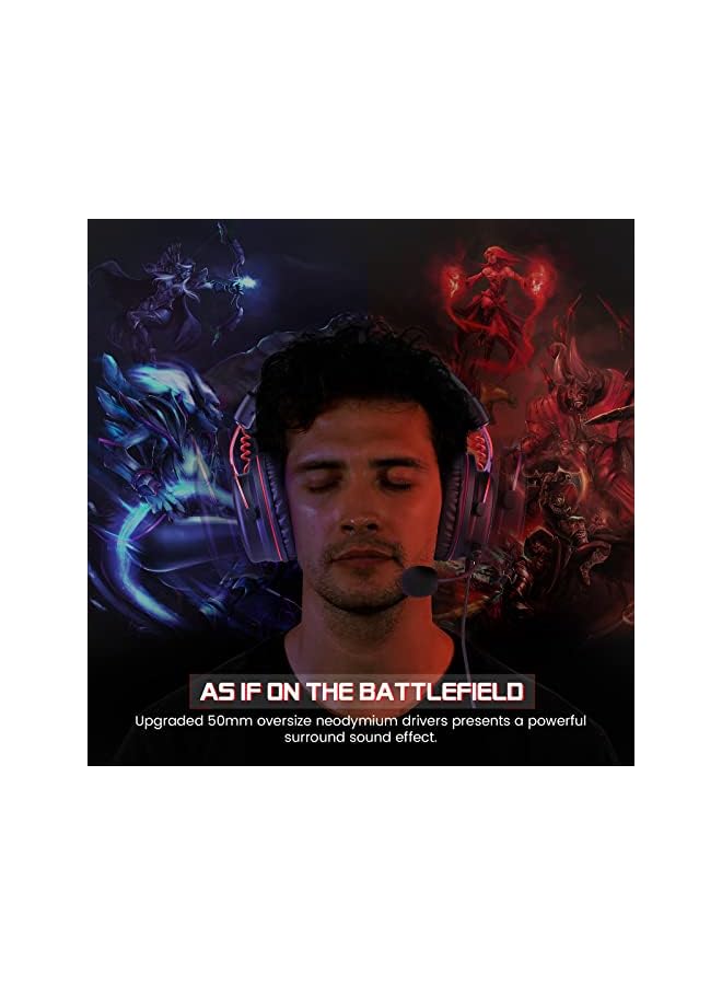 EKSA سماعة ألعاب E900 Xbox سماعة رأس ستيريو سلكية للألعاب مع ميكروفون لإلغاء الضوضاء فوق الأذن، متوافقة مع أجهزة PS4 وPS5 وXbox One وNintendo Switch والكمبيوتر المحمول باللون الأحمر - Image 2