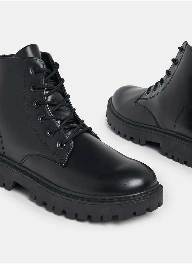 Styli Lace Up High Top Combat Boots