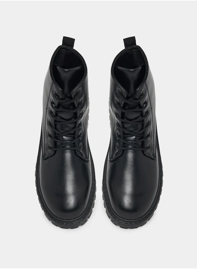 Styli Lace Up High Top Combat Boots