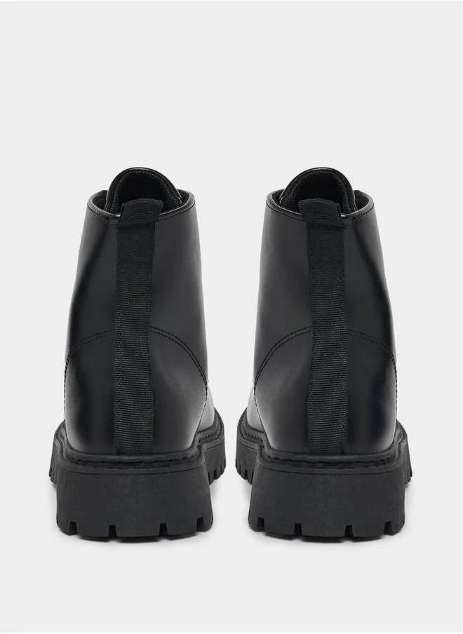 Styli Lace Up High Top Combat Boots