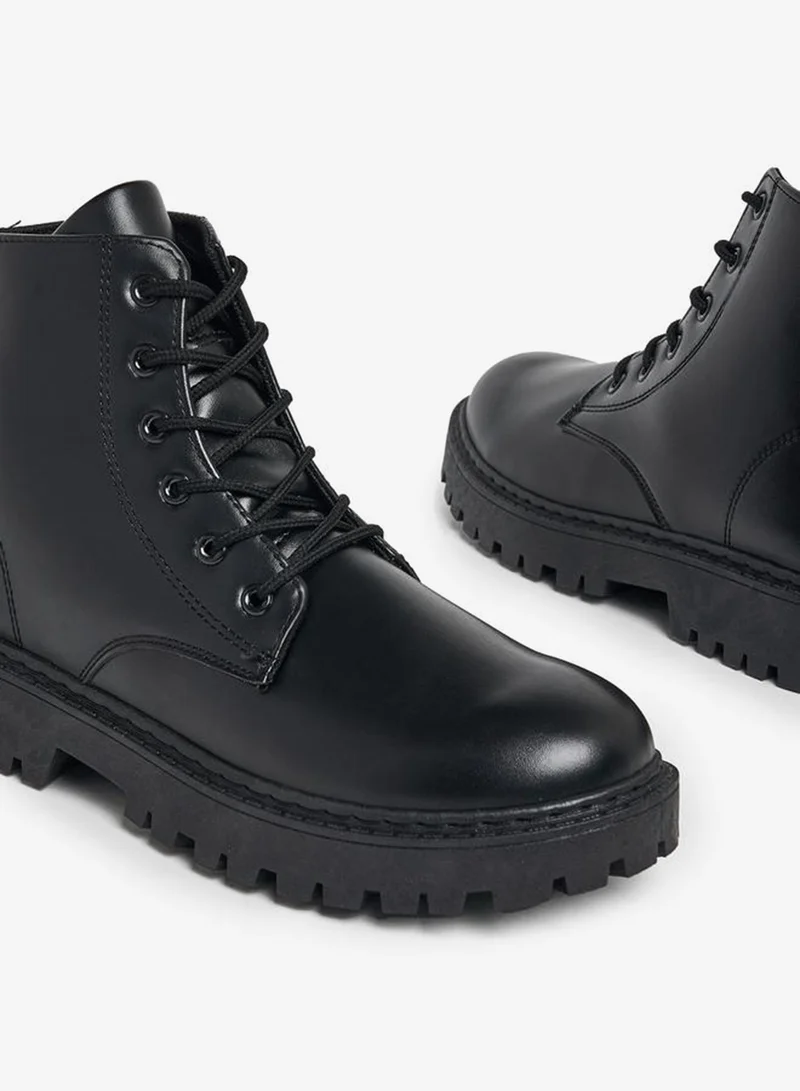 Styli  Lace Up High Top Combat Boots for Men | Best Price UAE