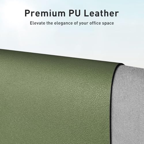 Aothia Desk Protector Mat, Mouse Pad, Non-Slip Waterproof PU Leather Desk Blotter, Laptop, Writing for Office and Home (23.6" x 13.7", Olive Green) - Image 2
