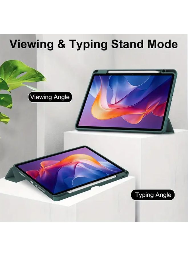 حقيبة لجهاز Xiaomi Redmi Pad 2 2025 لوحي 11 بوصة مع حامل قلم حافظة ثلاثية الطي ذكية ناعمة من مادة TPU خاصية الإيقاظ والإغلاق التلقائي غطاء خلفي وردي نحيف حماية ملحق للجهاز اللوحي - Image 4
