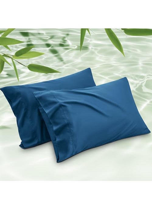 Bedsure Bedsure Cooling Pillow Cases Standard Size 2 Pack Rayon Derived from Bamboo Cooling Pillowcase for Hot Sleepers Cool Pillow Covers with Envelope Closure for Women Men Teal Blue 20x26 Inches 