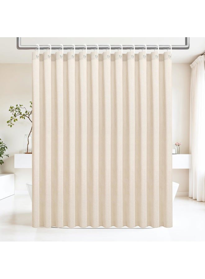 Ga-Geetopia Linen Textured Shower Curtain Set with Hooks, Boho Farmhouse Bath Shower Curtains for Beige Bathroom Neutral Cloth, Hotel Luxury, Weighted Hem, 72W x 72L, Cream - Image 1