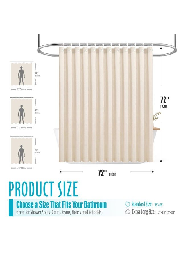 Ga-Geetopia Linen Textured Shower Curtain Set with Hooks, Boho Farmhouse Bath Shower Curtains for Beige Bathroom Neutral Cloth, Hotel Luxury, Weighted Hem, 72W x 72L, Cream - Image 2