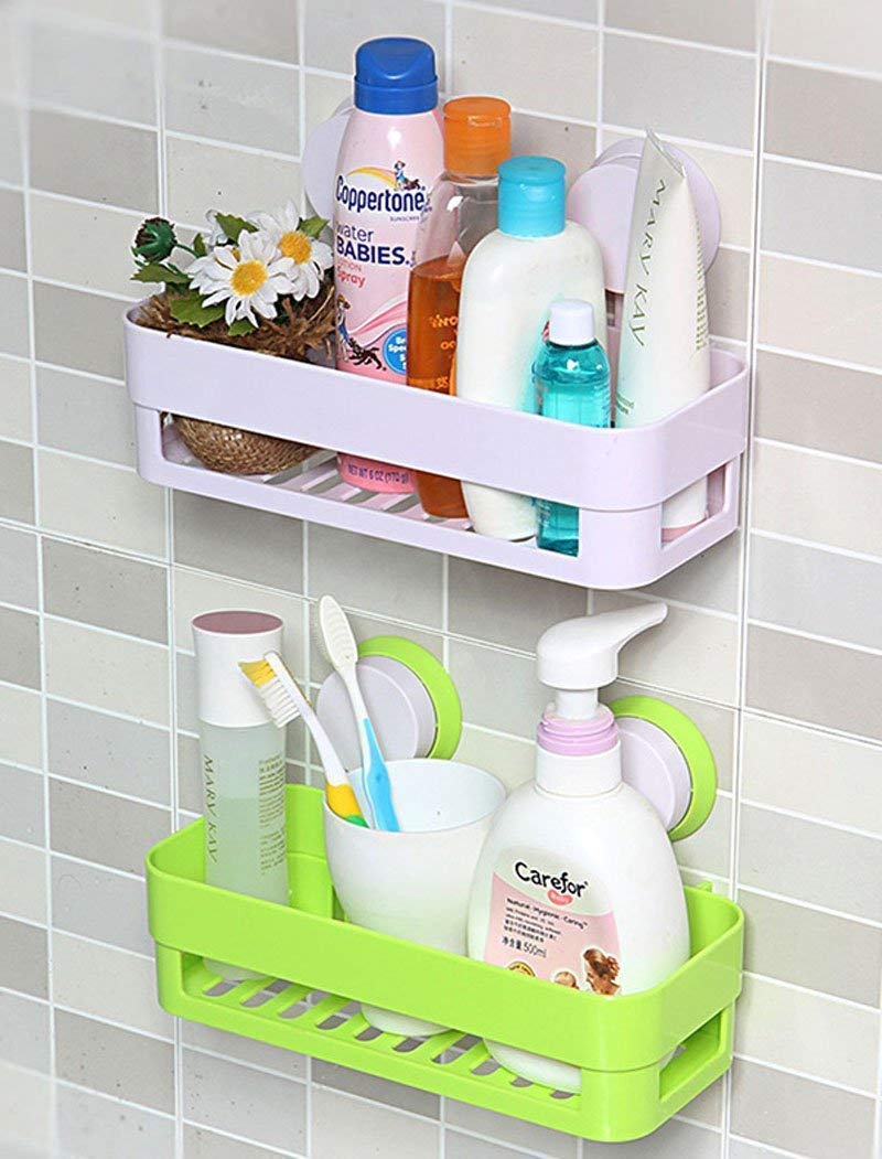 TORIOX Plastic Vacuum Suction Shelf Wall Mounted Plastic Storage Rack Suction Bathroom Shelf Washroom Kitchen Toilets Shower Shampoo Storage Holder - Image 2