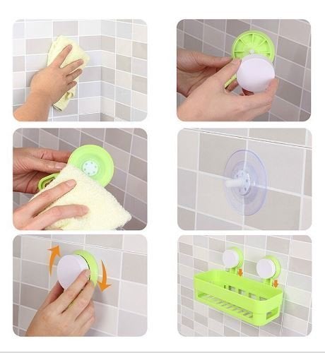 TORIOX Plastic Vacuum Suction Shelf Wall Mounted Plastic Storage Rack Suction Bathroom Shelf Washroom Kitchen Toilets Shower Shampoo Storage Holder - Image 3