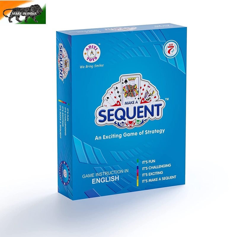 FRATELLI Make A Sequent Board Game Challenging Logic and Strategy Card Games Foldable Hard Board, Plastic Chips and Playing Card for Kids & Adults(Pack of 1, Multicolor) - Image 2