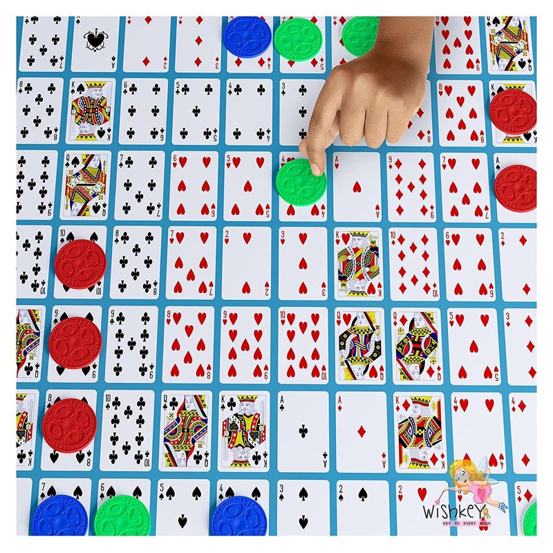 FRATELLI Make A Sequent Board Game Challenging Logic and Strategy Card Games Foldable Hard Board, Plastic Chips and Playing Card for Kids & Adults(Pack of 1, Multicolor) - Image 5
