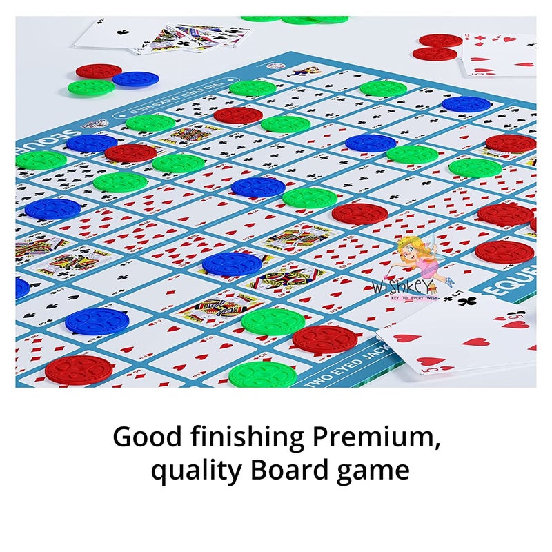 FRATELLI Make A Sequent Board Game Challenging Logic and Strategy Card Games Foldable Hard Board, Plastic Chips and Playing Card for Kids & Adults(Pack of 1, Multicolor) - Image 4