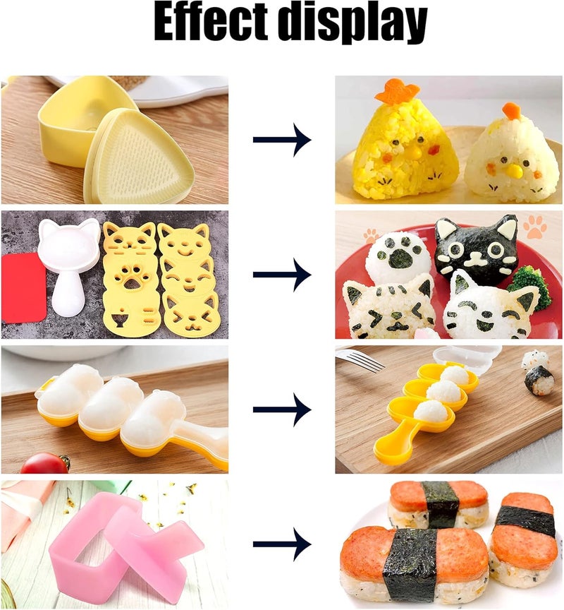 BANBALLON Cute Cat Rice Ball Molds 6 Sets Sushi Molds Bento Box Accessories Kits with 1PC Musubi Maker Press Mold, 2PCS Gimbap Molds Triangle and 1PC Rice Ball Mold Shaker for DIY Fun Lunch Box Picnic Tool - Image 4