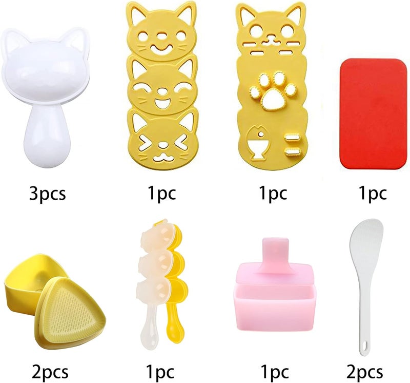BANBALLON Cute Cat Rice Ball Molds 6 Sets Sushi Molds Bento Box Accessories Kits with 1PC Musubi Maker Press Mold, 2PCS Gimbap Molds Triangle and 1PC Rice Ball Mold Shaker for DIY Fun Lunch Box Picnic Tool - Image 3